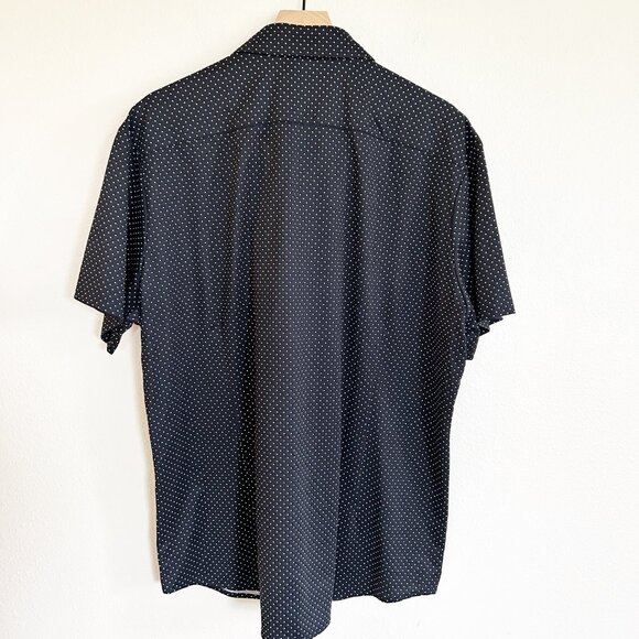 Mizzen + Main Performance Shirt XXL Blue White Dot Trim FIt Button Front SS - Picture 5 of 9